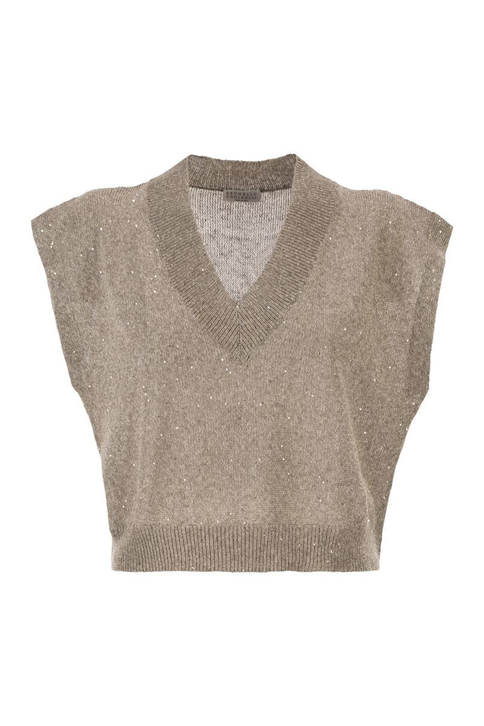 Brunello Cucinelli V Neck Embellished Sweater