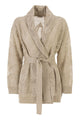 Brunello Cucinelli Dazzling Water Lilies Cardigan In Linen And Cotton With Belt
