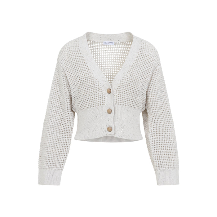 Brunello Cucinelli Ivory Cotton Cardigan