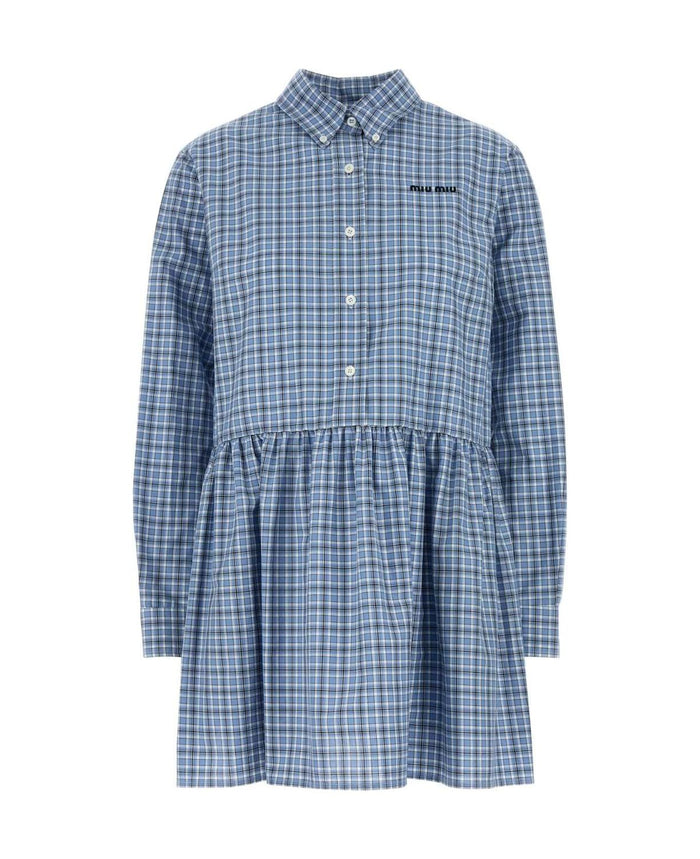 Miu Miu Checked Poplin Shirt Dress