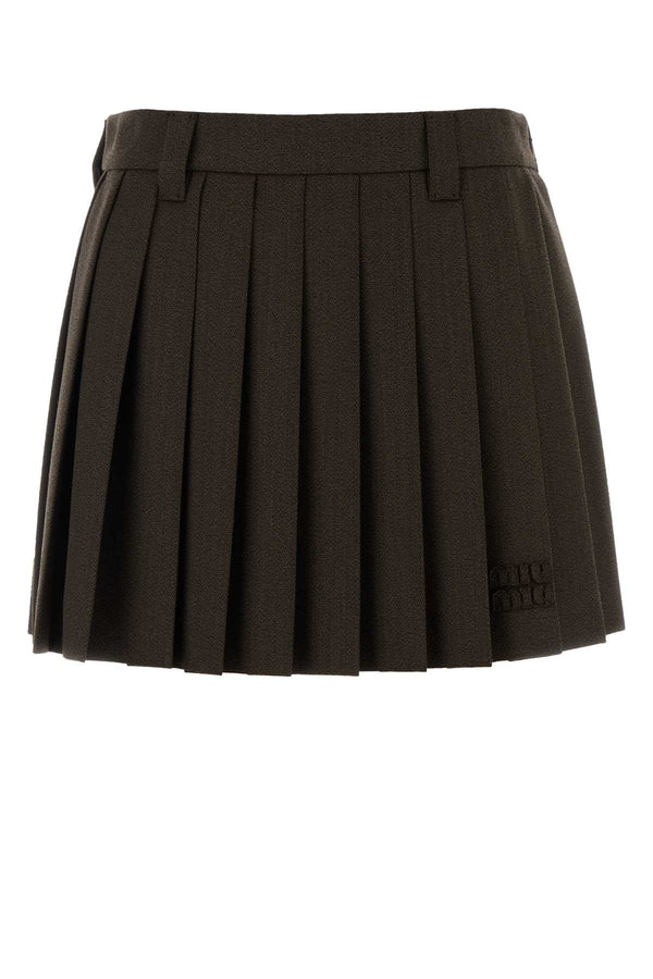 Miu Miu Chocolate Wool Mini Skirt