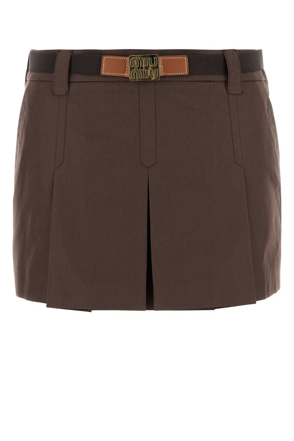 Miu Miu Brown Cotton Blend Mini Skirt