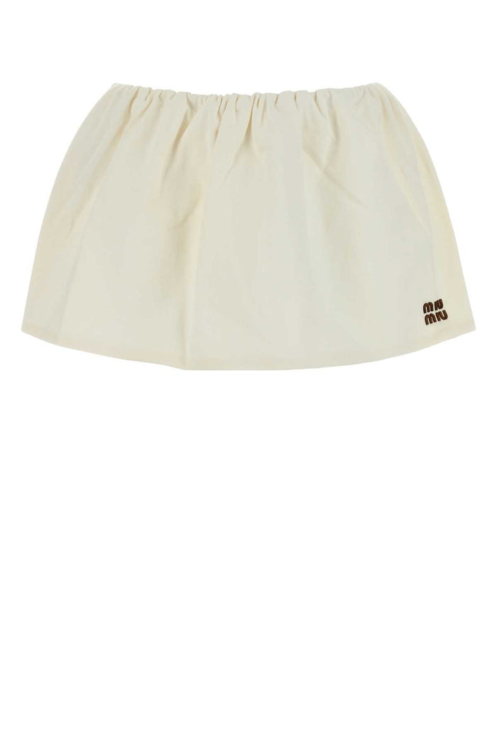 Miu Miu Ivory Cotton Mini Skirt