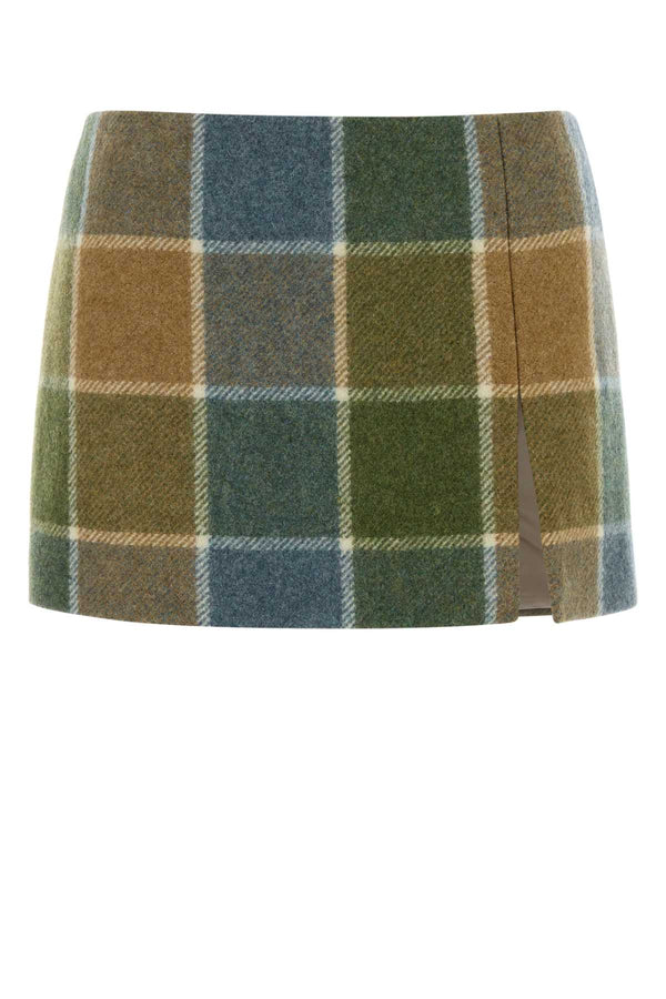 Miu Miu Embroidered Wool Mini Skirt