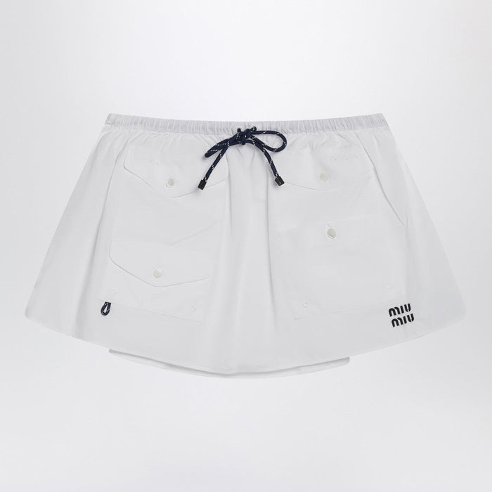 Miu Miu White Cotton Mini Skirt