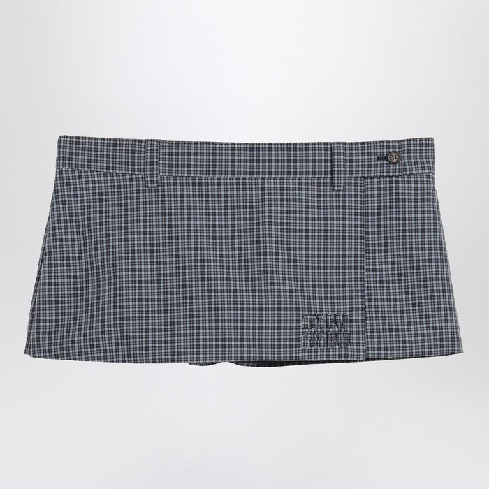 Miu Miu Mini Skirt In Blue Tech Check