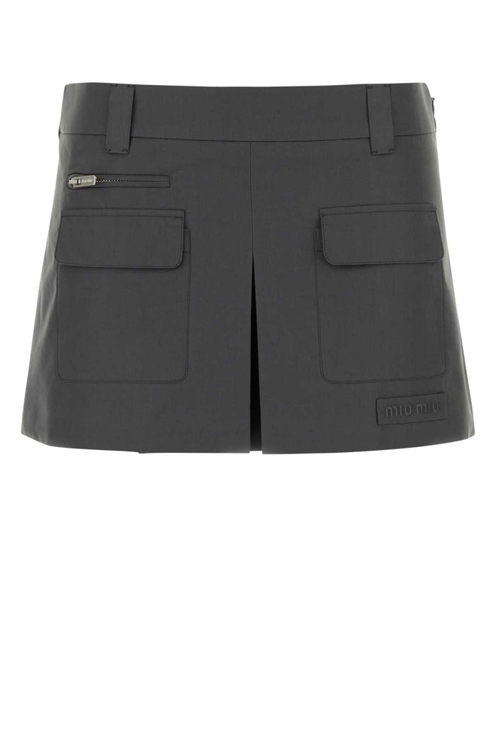 Miu Miu Charcoal Poplin Mini Skirt