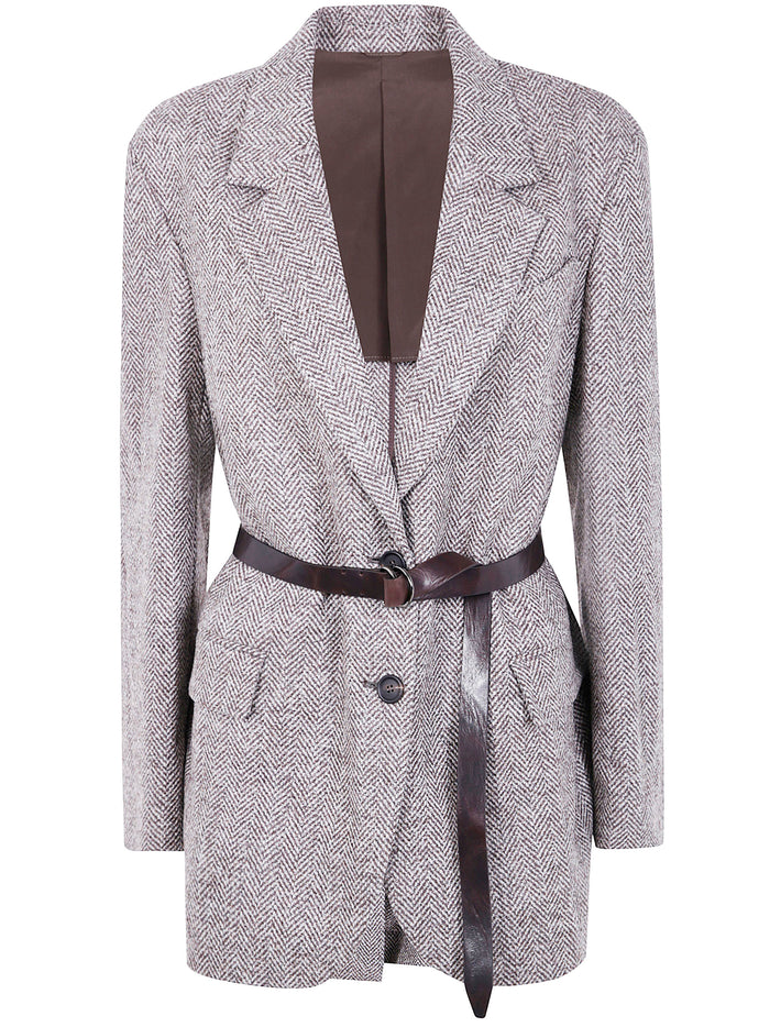Brunello Cucinelli Belted Single Breasted Jacket
