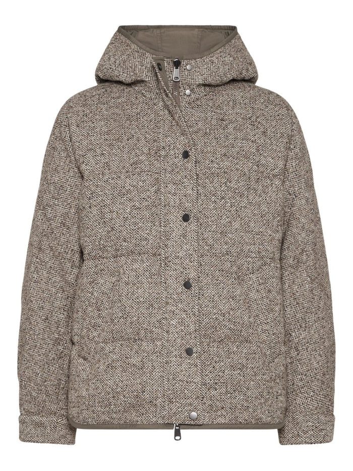 Brunello Cucinelli Reversible Virgin Wool And Silk Down Jacket With Hood
