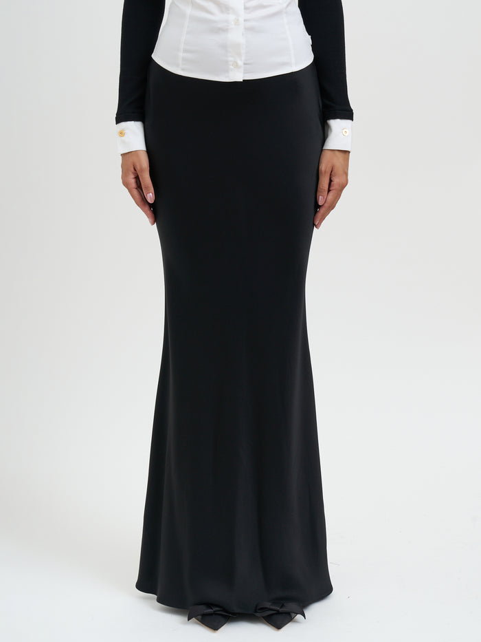 Elisabetta Franchi Satin Skirt With Jewel Detail