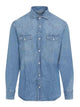 Brunello Cucinelli Blue Button-Up Denim Shirt