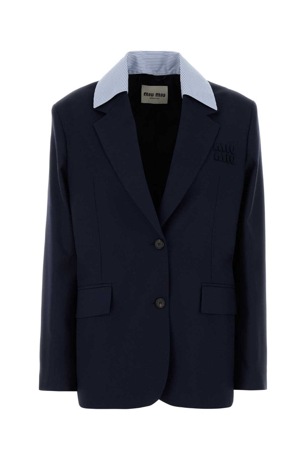 Miu Miu Navy Blue Wool Blazer