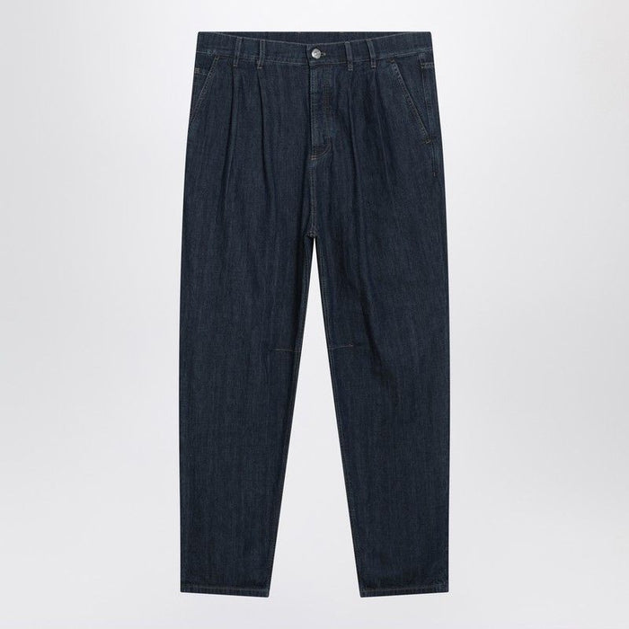 Brunello Cucinelli Slimfit Jeans With Pleats In Blue Denim