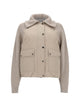 Brunello Cucinelli Beige Brunello Cucinelli Ribbed-Knit Panelled Down Jacket Featuring Flap Pockets And Monile Zipper Detail.