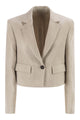 Brunello Cucinelli Chevron Linen And Cotton Crop Jacket With Necklace