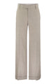 Brunello Cucinelli Flared Loose-Fitting Trousers In Sparkling Linen Twill With Necklace
