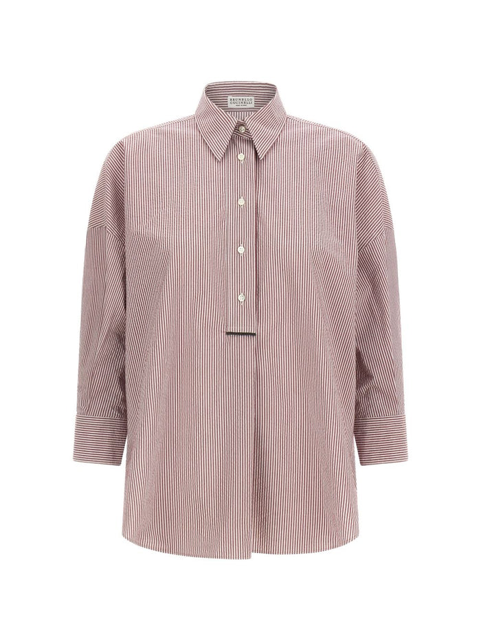 Brunello Cucinelli White Bordeaux Cotton Polyester Shirt