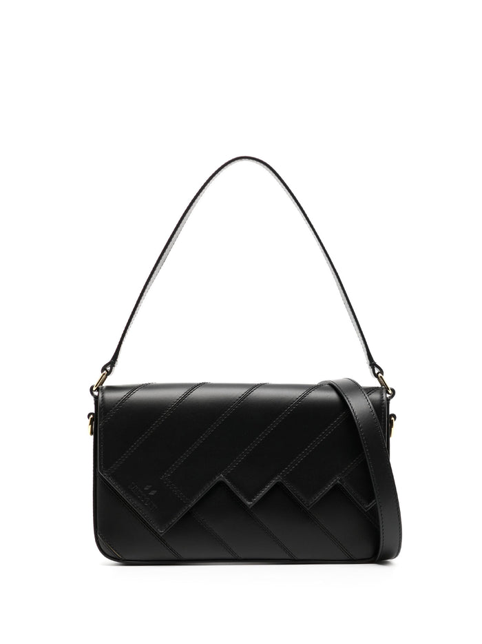 Missoni Flap Wave Black Leather Shoulder Bag