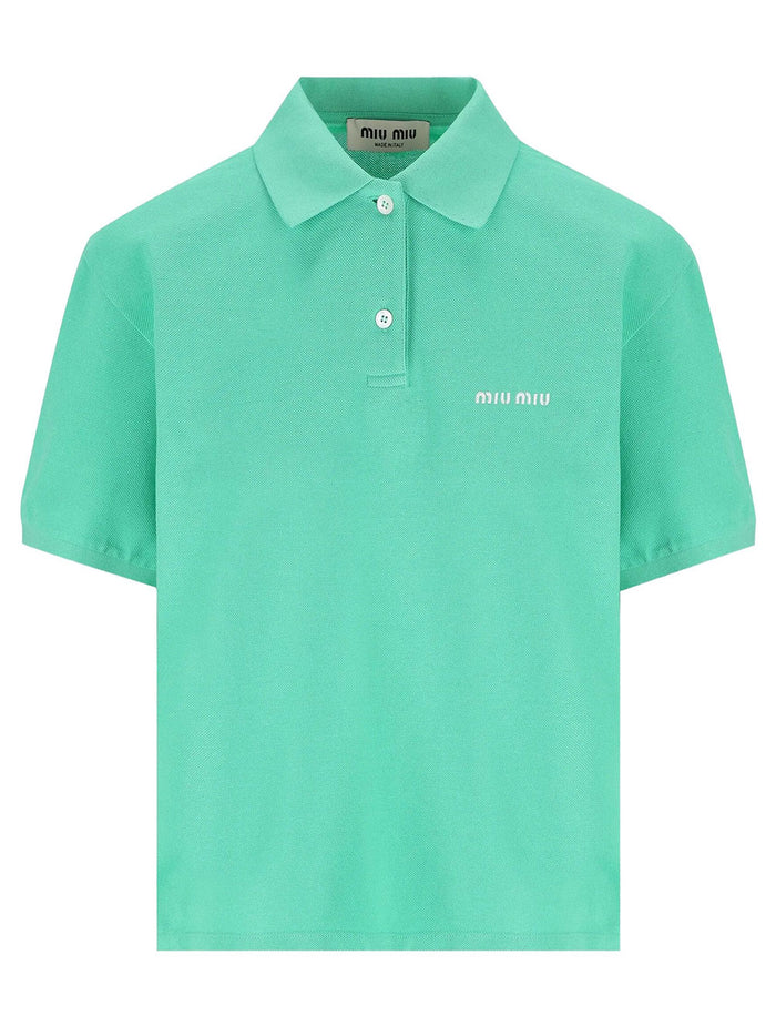 Miu Miu Green Piquet Polo Shirt