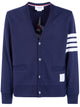 Thom Browne V Neck Cardigan W/ Emb Boat In Classic Loopback W/ Engineered 4 Bar