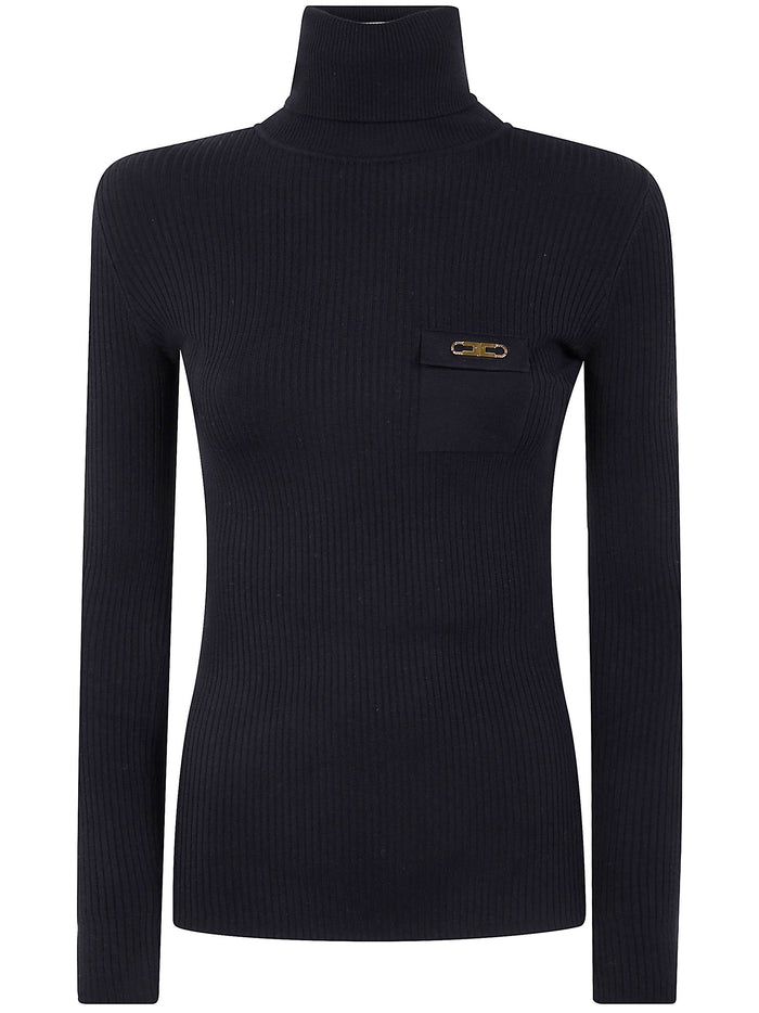 Elisabetta Franchi Turtleneck Ribbed T-Shirt