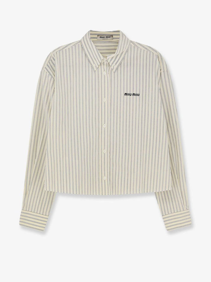 Miu Miu Striped Poplin Cream Cotton Shirt