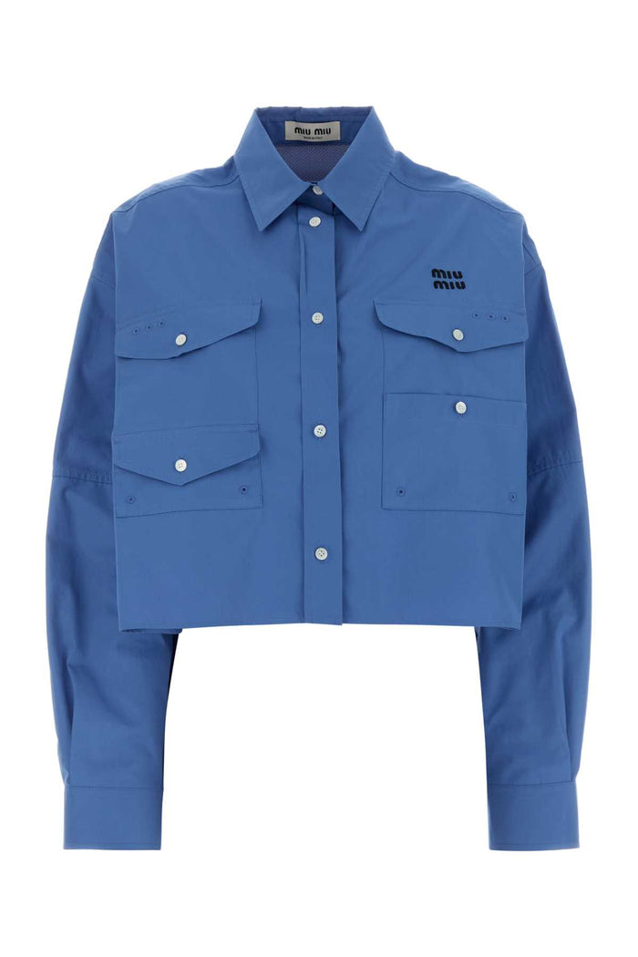 Miu Miu Cerulean Poplin Oversize Shirt