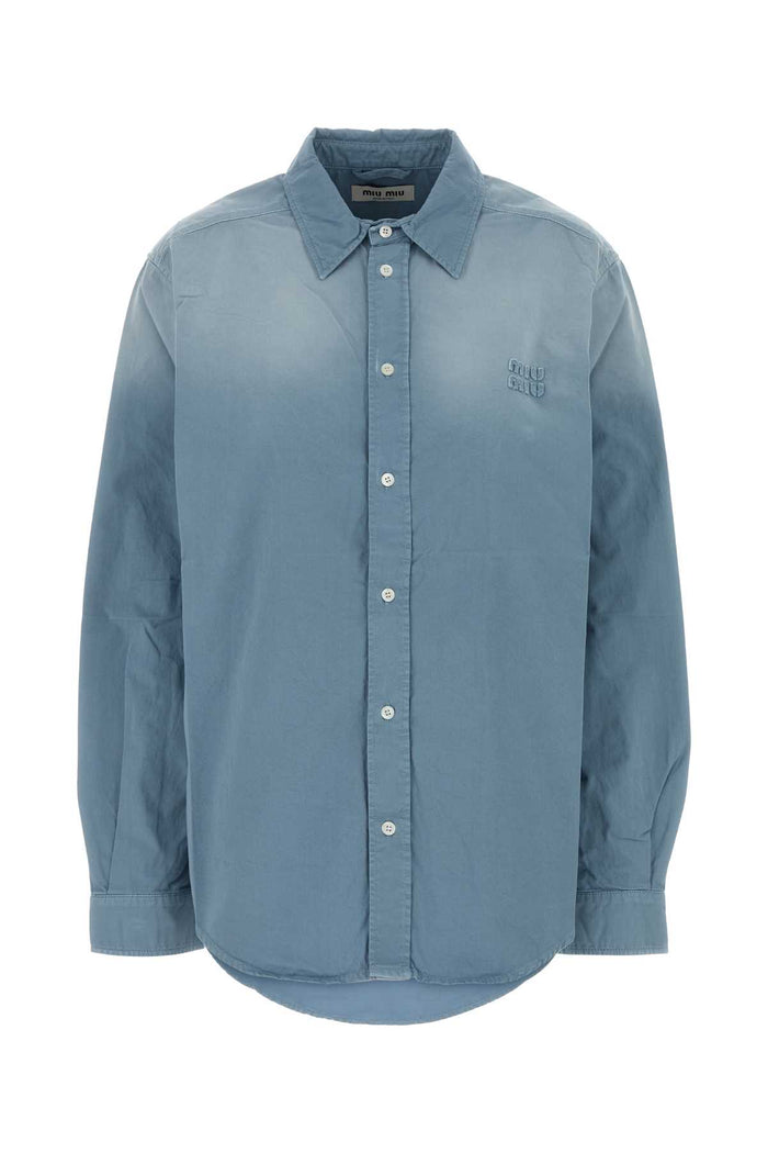 Miu Miu Light Blue Twill Oversize Shirt