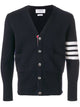 Thom Browne Milano Stitch V Neck Cardigan With 4 Bar In Fine Merino Wool