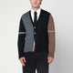 Thom Browne  Navy/Grey/Brown Wool Cardigan
