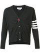 Thom Browne Classic Short V Neck Cardigan With White 4 Bar Stripe In Cashmere