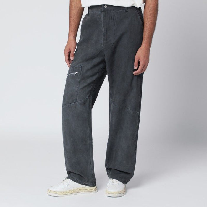 Represent  Washed-Effect Black Cotton Trousers