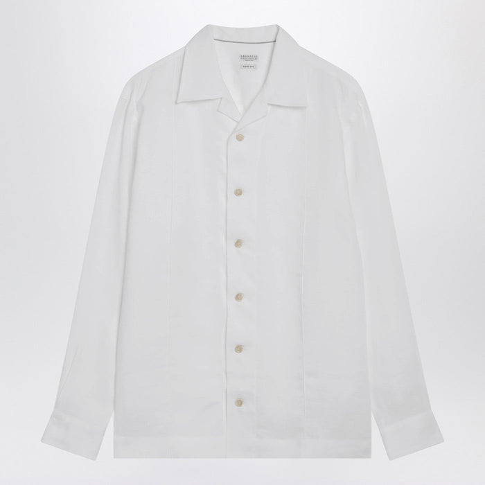 Brunello Cucinelli White Linen East Fit Shirt