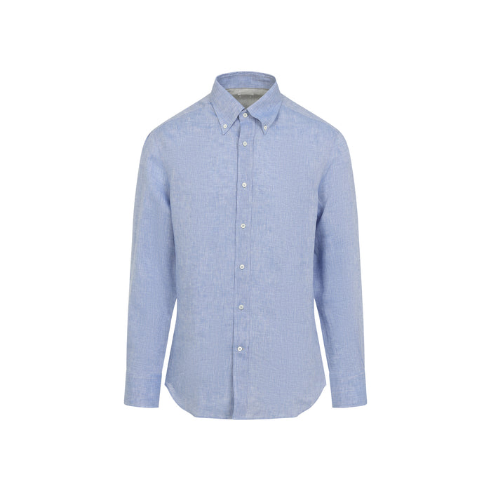 Brunello Cucinelli Light Blue Linen Shirt