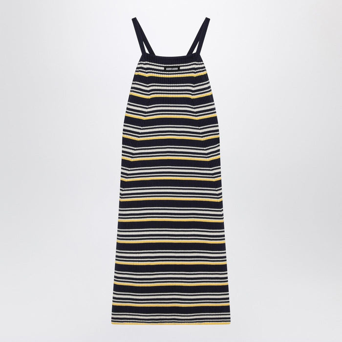 Miu Miu Striped Sleeveless Dress In Cotton Blend