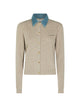 Miu Miu Denim-Collar Cable-Knit Cardigan