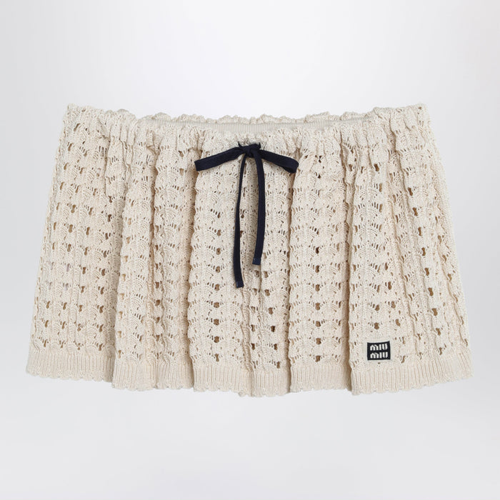 Miu Miu Crochet Miniskirt In Natural Color