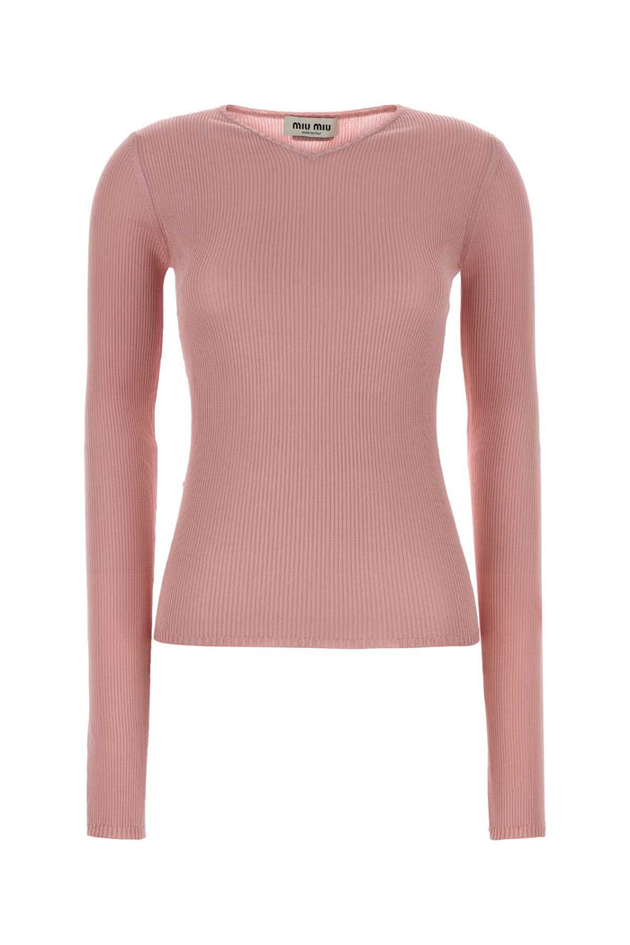 Miu Miu Pink Silk T-Shirt