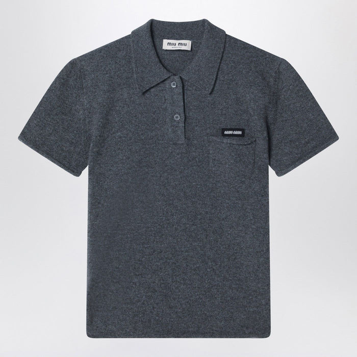 Miu Miu Slate Grey Cashmere Polo Shirt
