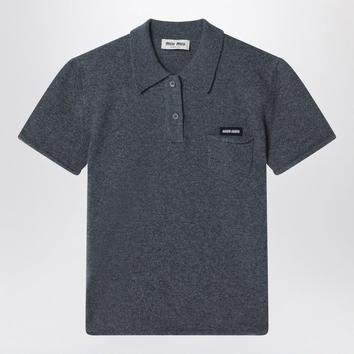 Miu Miu Slate Grey Cashmere Polo Shirt