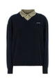 Miu Miu Navy Blue Wool Blend Polo Shirt