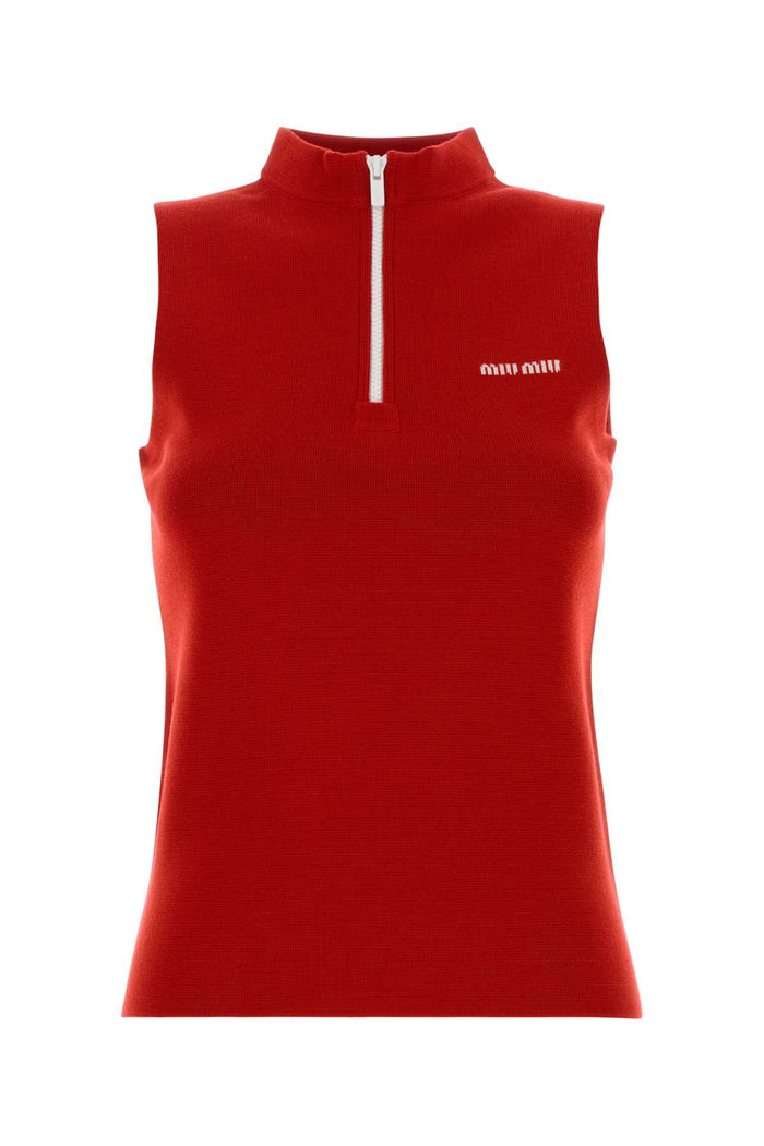 Miu Miu Red Wool Tank Top