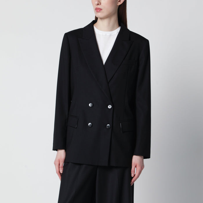 Vitovi Black Double-Breasted Silk Jacket