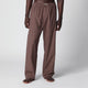 Tekla Serra-Colored Cotton Pajama Pants With Check Pattern
