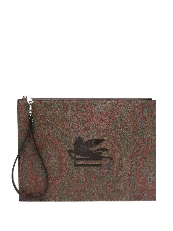 Etro Brown Leather Pouch Slg