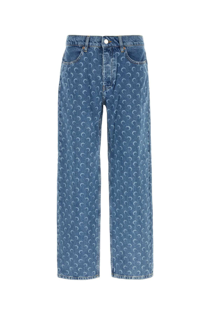 Marine Serre Marine Serre Moon Laser Blue Baggy Denim Jeans