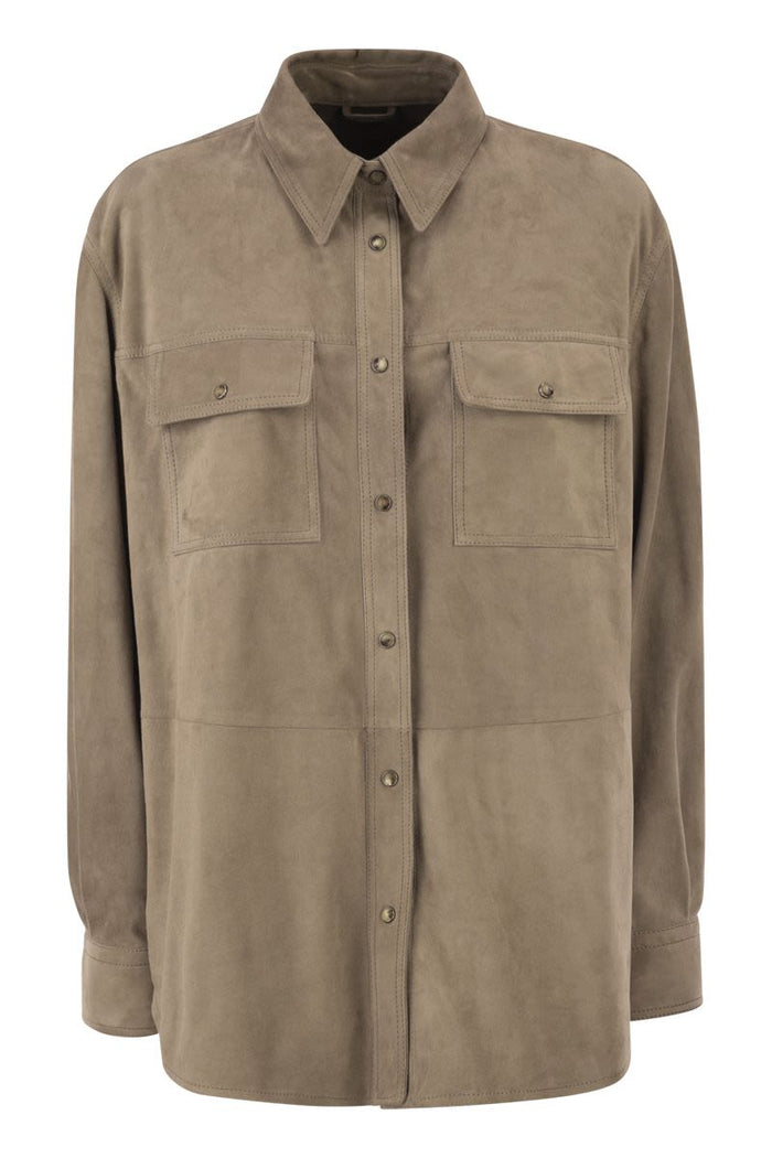 Brunello Cucinelli Suede Overshirt With Patch Pockets