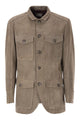 Brunello Cucinelli Suede Leather Safari Jacket With Patch Pockets