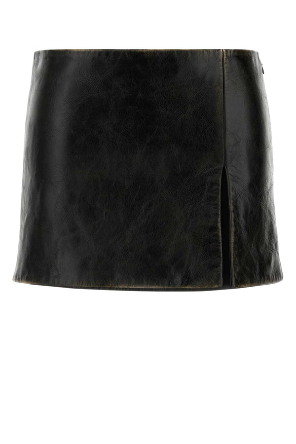 Miu Miu Black Leather Mini Skirt