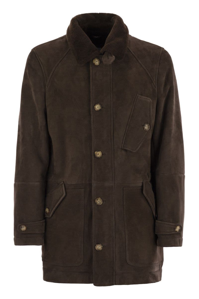 Brunello Cucinelli Tone-On-Tone Suede Shearling Coat